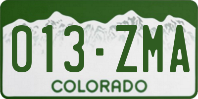 CO license plate 013ZMA