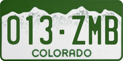 CO license plate 013ZMB