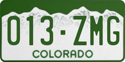 CO license plate 013ZMG