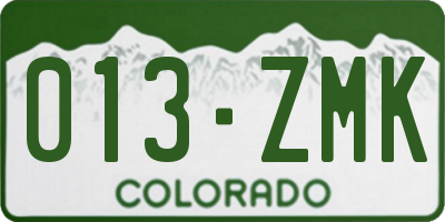 CO license plate 013ZMK