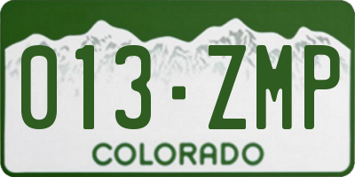 CO license plate 013ZMP