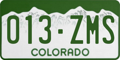 CO license plate 013ZMS