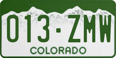 CO license plate 013ZMW