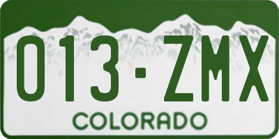 CO license plate 013ZMX