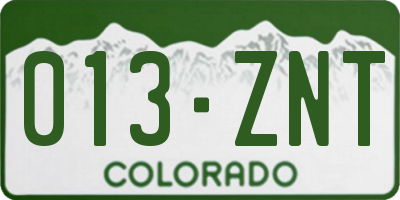 CO license plate 013ZNT
