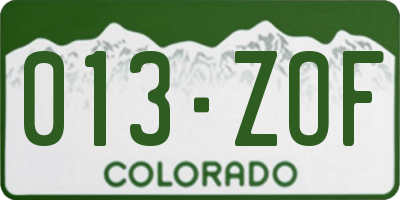 CO license plate 013ZOF