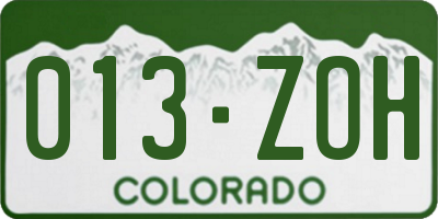 CO license plate 013ZOH
