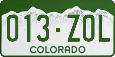 CO license plate 013ZOL