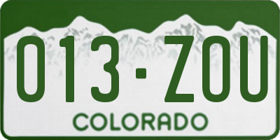 CO license plate 013ZOU
