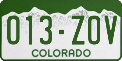 CO license plate 013ZOV