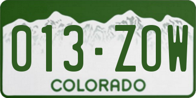 CO license plate 013ZOW