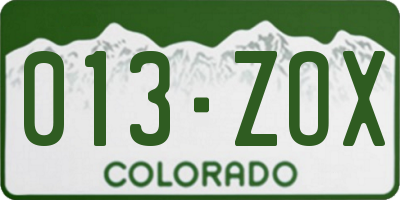 CO license plate 013ZOX