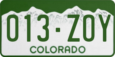 CO license plate 013ZOY