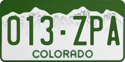 CO license plate 013ZPA