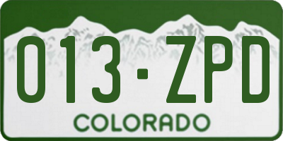 CO license plate 013ZPD