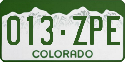 CO license plate 013ZPE