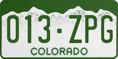 CO license plate 013ZPG