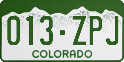 CO license plate 013ZPJ