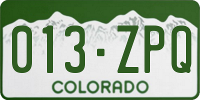 CO license plate 013ZPQ
