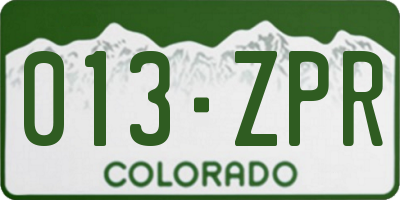 CO license plate 013ZPR