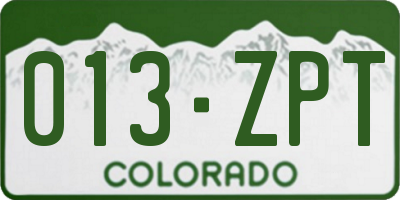 CO license plate 013ZPT