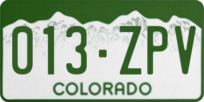 CO license plate 013ZPV