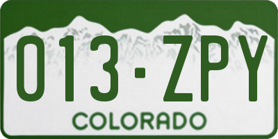 CO license plate 013ZPY