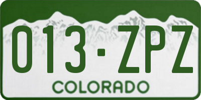 CO license plate 013ZPZ