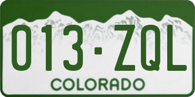CO license plate 013ZQL