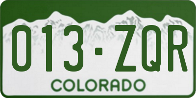 CO license plate 013ZQR