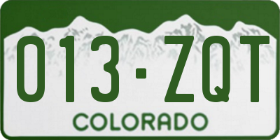 CO license plate 013ZQT
