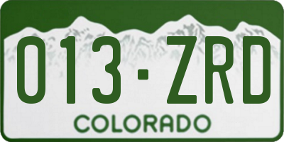 CO license plate 013ZRD