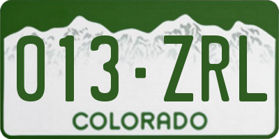 CO license plate 013ZRL