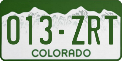 CO license plate 013ZRT