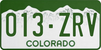 CO license plate 013ZRV