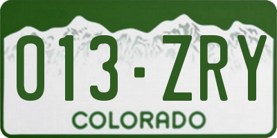 CO license plate 013ZRY