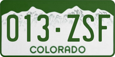 CO license plate 013ZSF