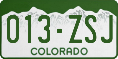 CO license plate 013ZSJ