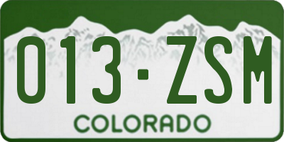 CO license plate 013ZSM