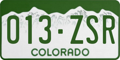 CO license plate 013ZSR