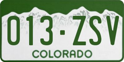 CO license plate 013ZSV