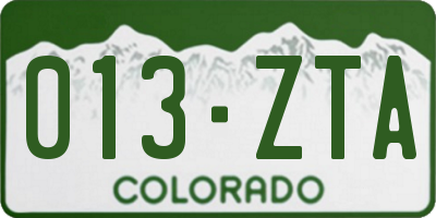 CO license plate 013ZTA