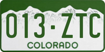 CO license plate 013ZTC