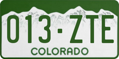 CO license plate 013ZTE