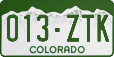 CO license plate 013ZTK