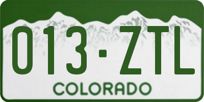 CO license plate 013ZTL