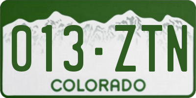CO license plate 013ZTN