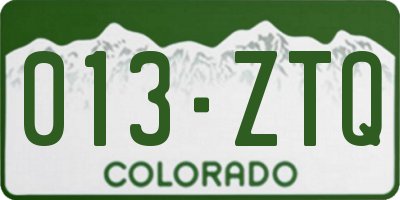 CO license plate 013ZTQ