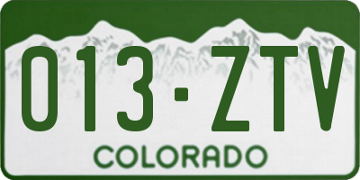 CO license plate 013ZTV