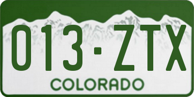 CO license plate 013ZTX